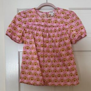 J. Crew Pink and Brown Patterned Blouse